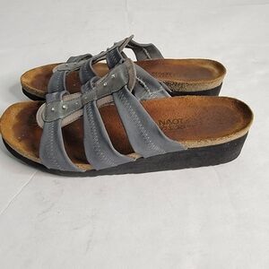 Naot Brooke Sandals Sz 39/8 Slide Gray Metallic Rhinestone Accent